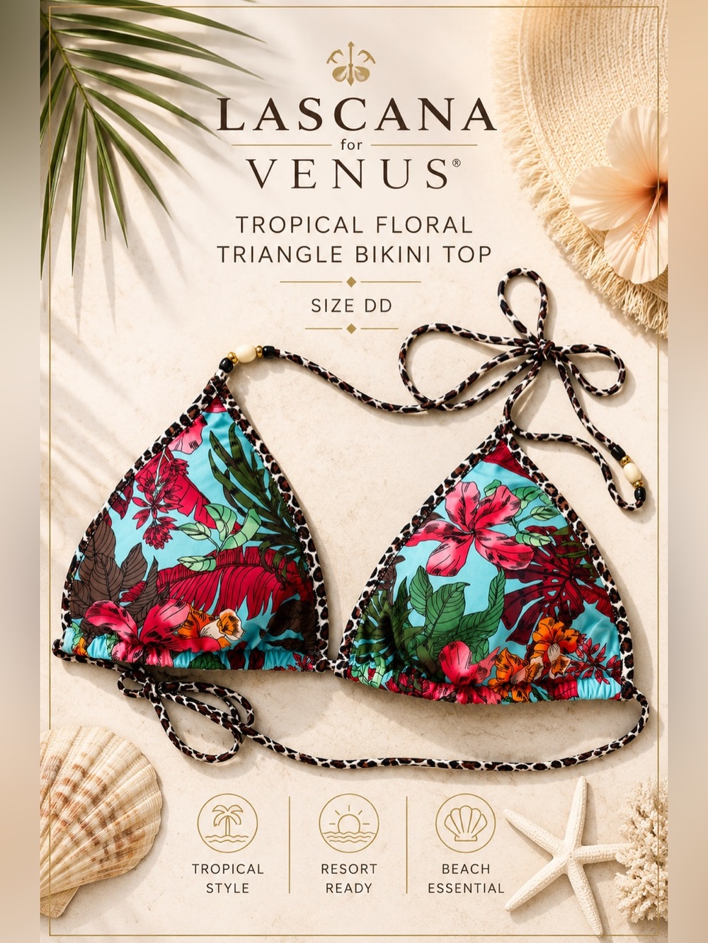 Lascana for VENUS Tropical Floral Triangle Bikini Top DD